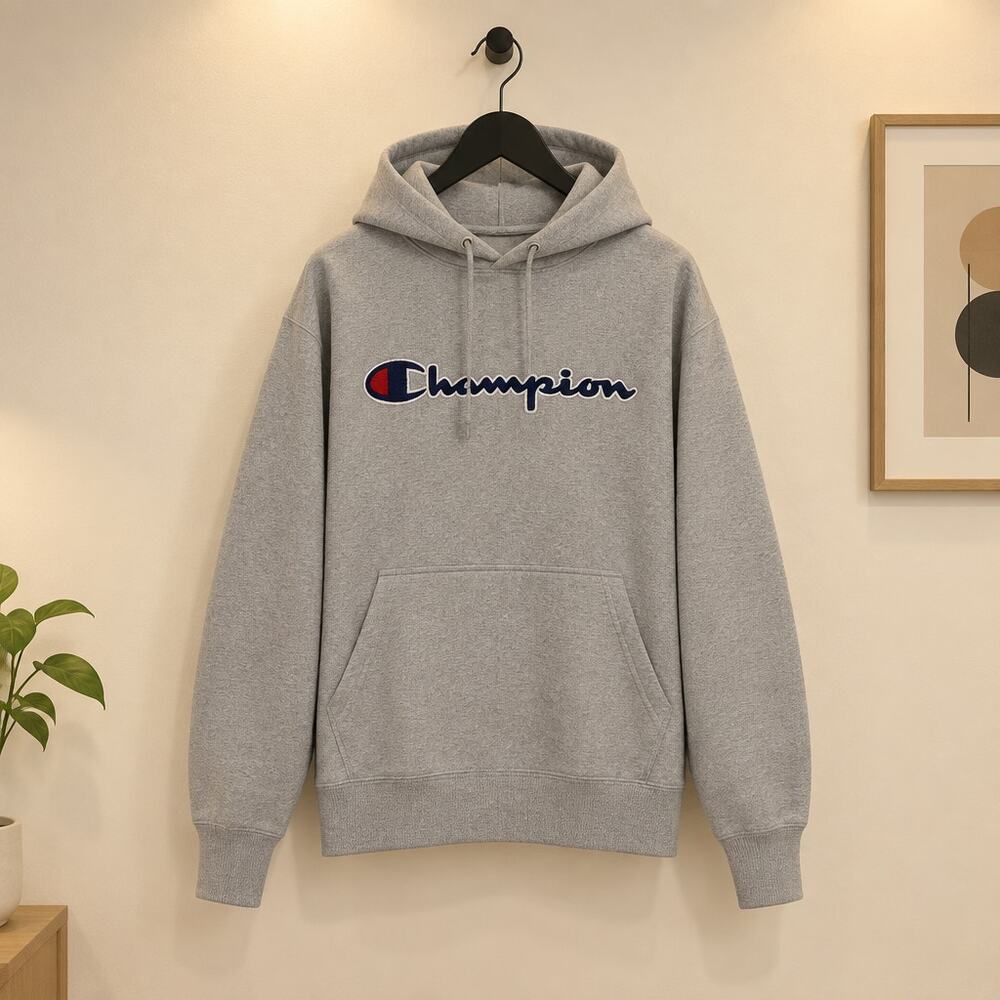 Champion Reverse Weave Hoodie – XL – Gray – Embroidered Script Logo